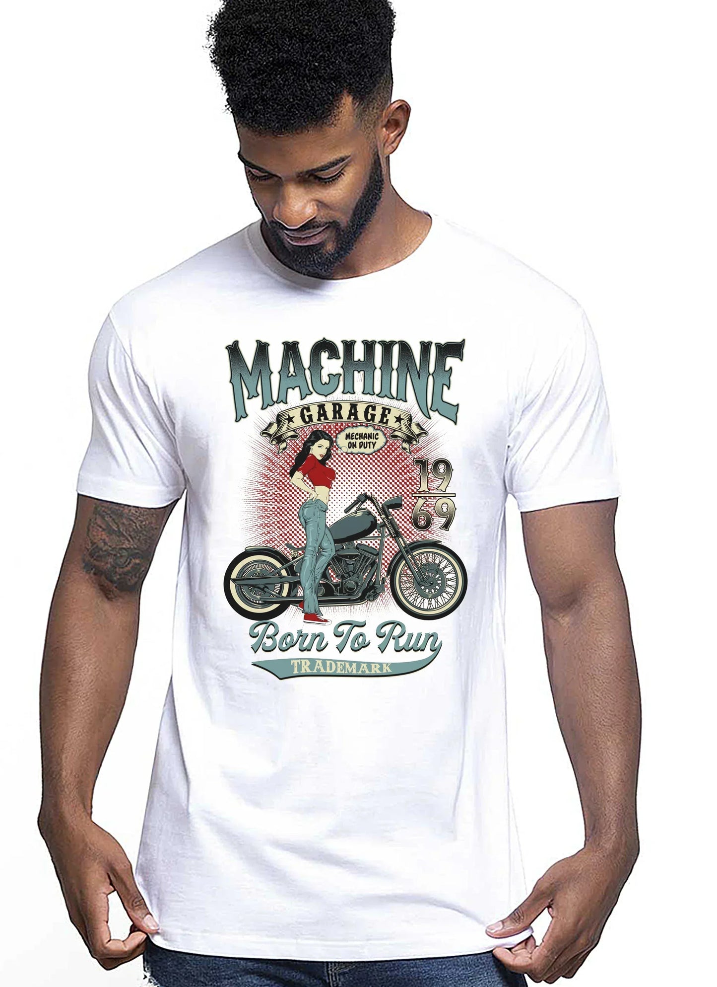 Machine Garage Born to Run Auto Moto e Bici 161-2019-3 T-shirt Urban Men Uomo 100% Cotone Pettinato JK - STREET STYLE