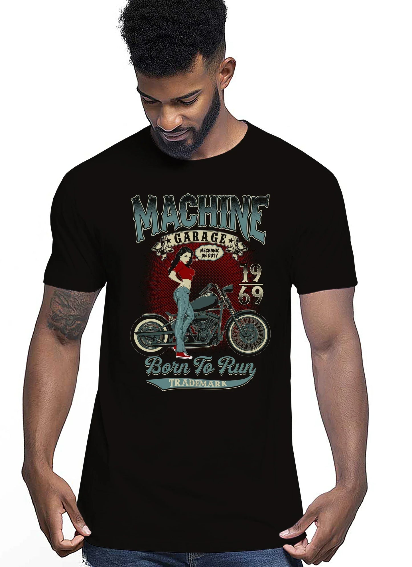 Machine Garage Born to Run Auto Moto e Bici 161-2019-3 T-shirt Urban Men Uomo 100% Cotone Pettinato JK - STREET STYLE