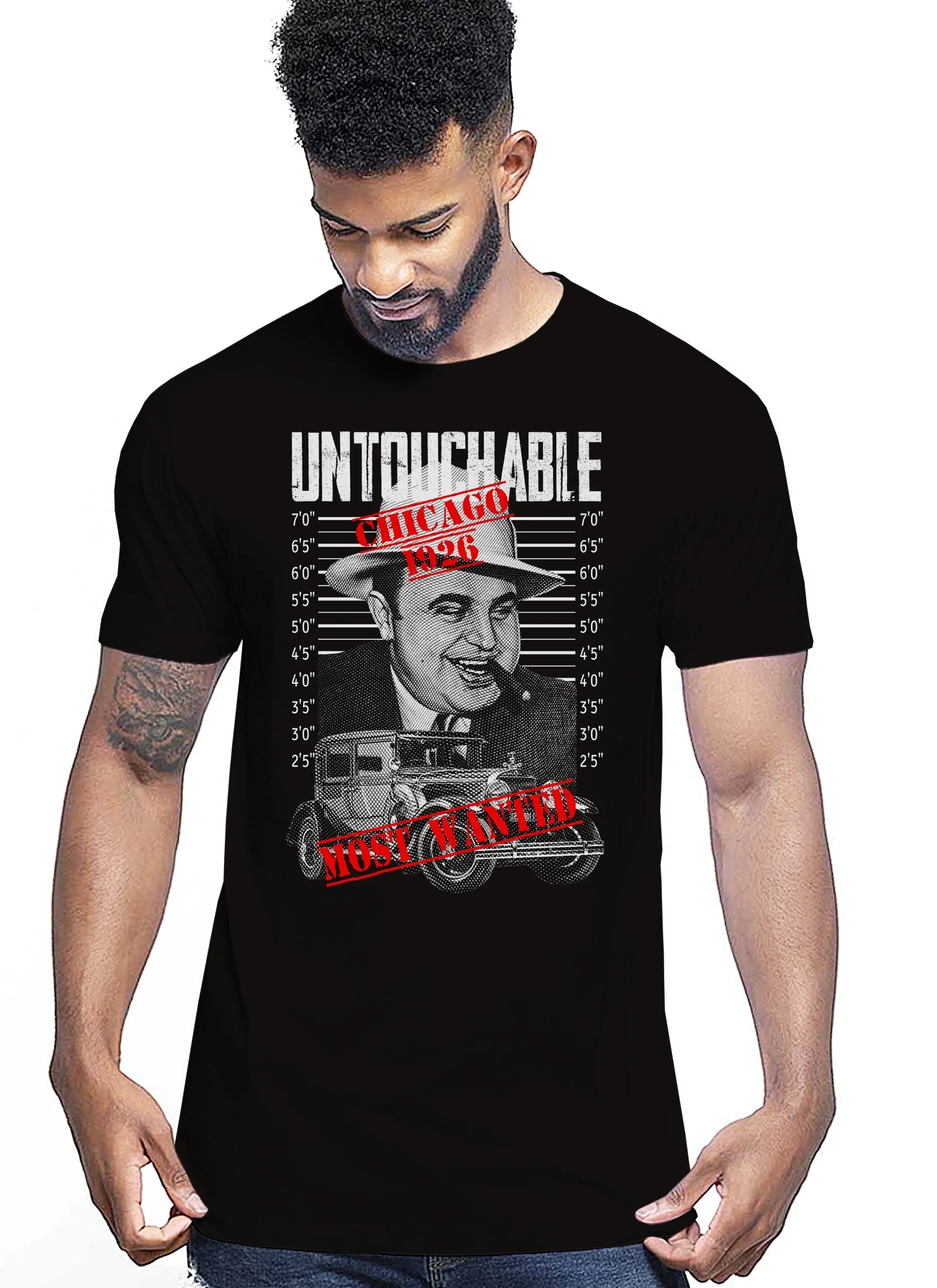 Untouchable Chicago 1926 Wanted Auto Moto e Bici 161-2019-42 T-shirt Urban Men Uomo 100% Cotone Pettinato JK - STREET STYLE