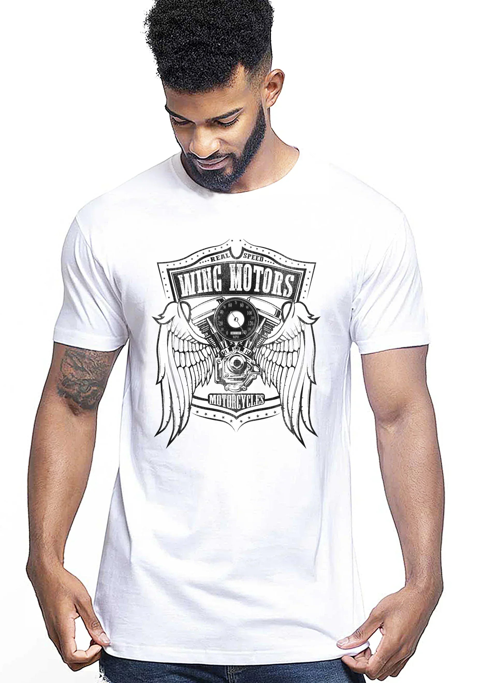 Wing Motors Real Speed Auto Moto e Bici 161-2019-46 T-shirt Urban Men Uomo 100% Cotone Pettinato JK - STREET STYLE