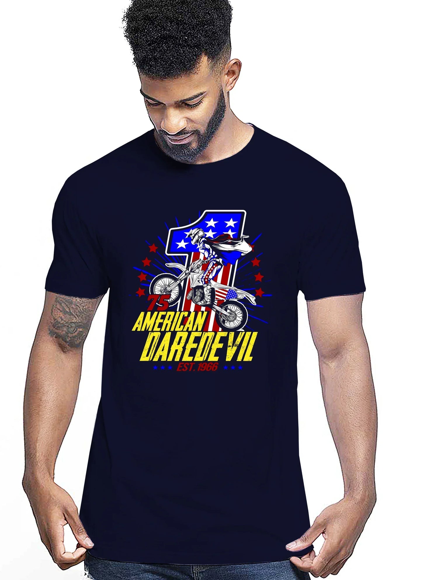 American Daredevil 75 Auto Moto e Bici 161-2019-54-2 T-shirt Urban Men Uomo 100% Cotone Pettinato JK - STREET STYLE