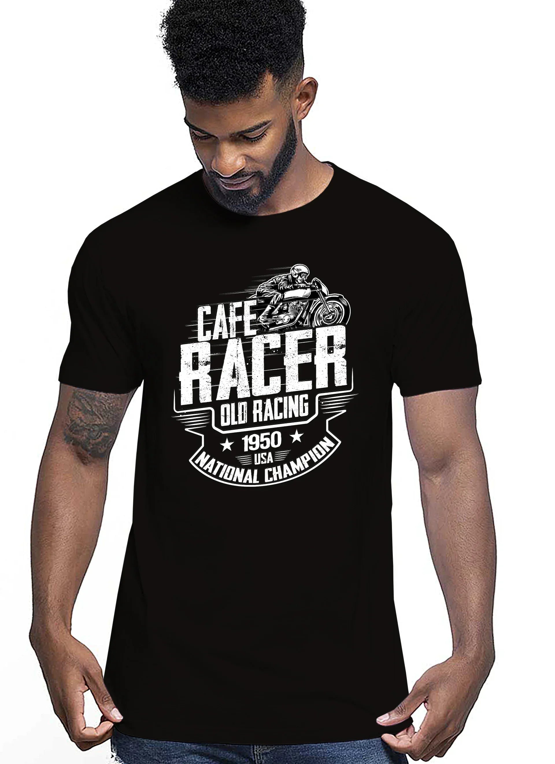 Cafe Racer Old Racing Auto Moto e Bici 161-2019-9-2 T-shirt Urban Men Uomo 100% Cotone Pettinato JK - STREET STYLE