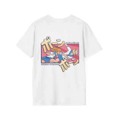 High School Girl Fight - Anime World - Unisex T-Shirt - Back Print - STREET STYLE