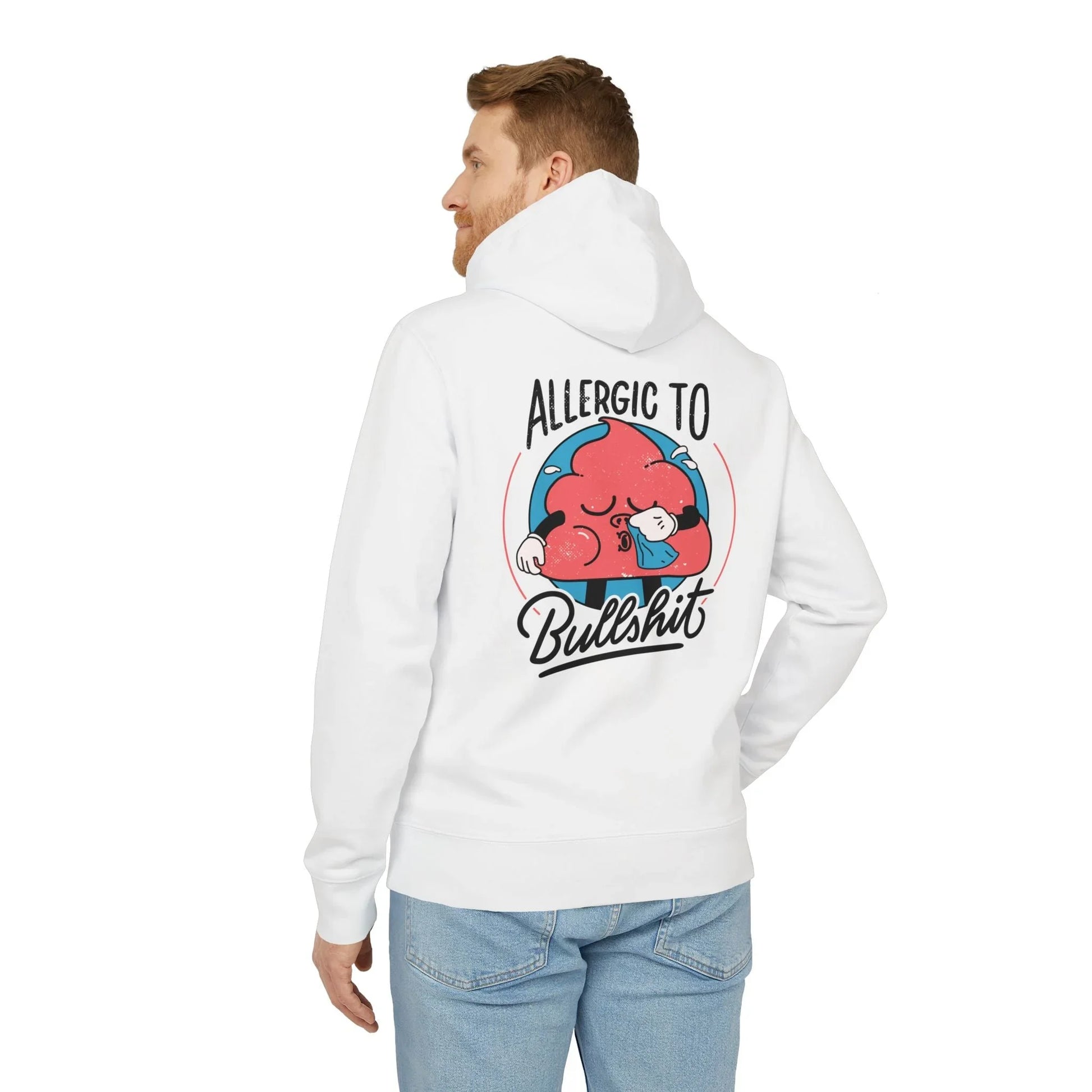 Allergic to Bullshit - Antisocial Retro - Premium Bio Unisex Hoodie - Back Print - STREET STYLE