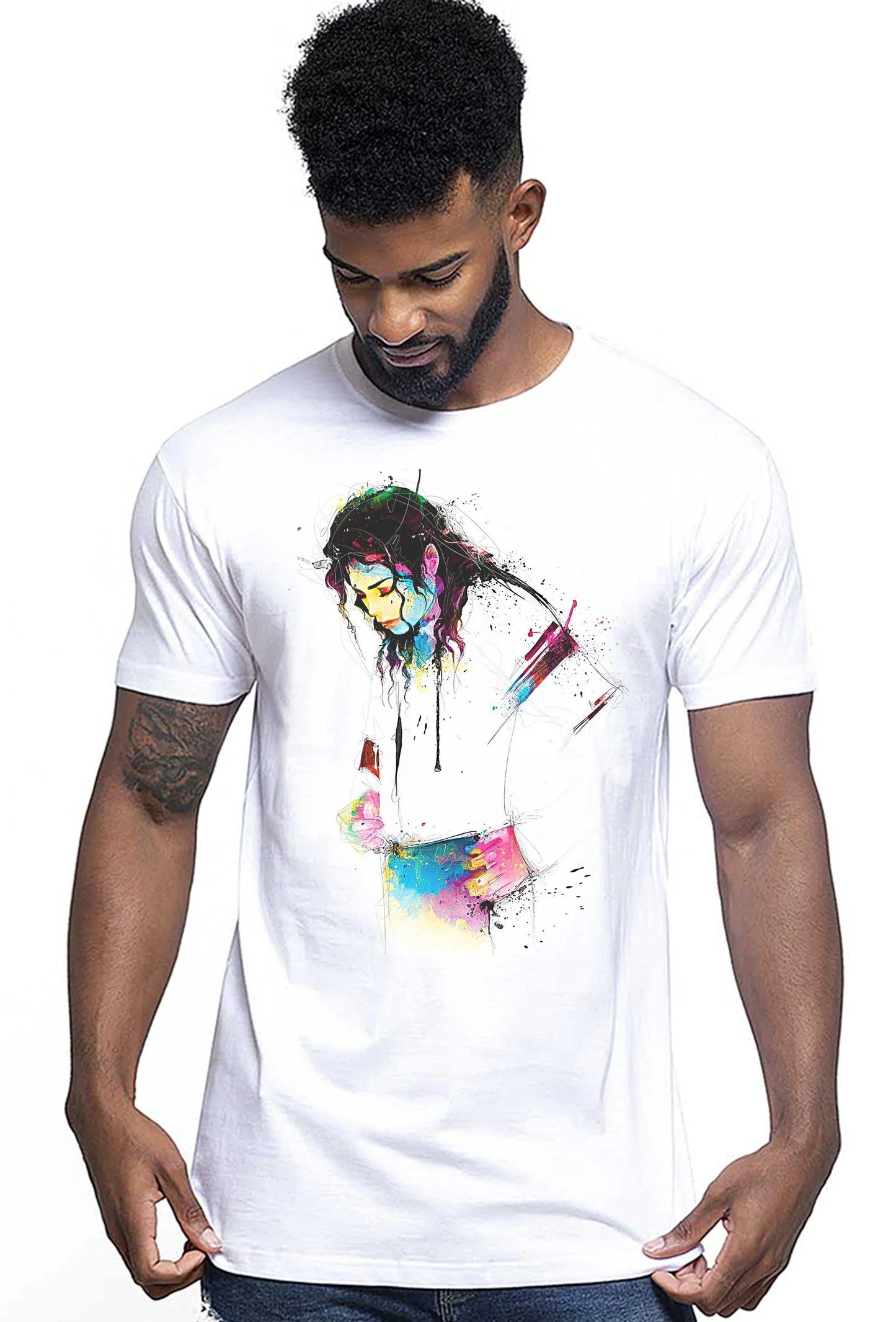 Michael Jackson Color Artistico Stilizzato 18-20-49 T-shirt Urban Men Uomo 100% Cotone Pettinato JK - STREET STYLE