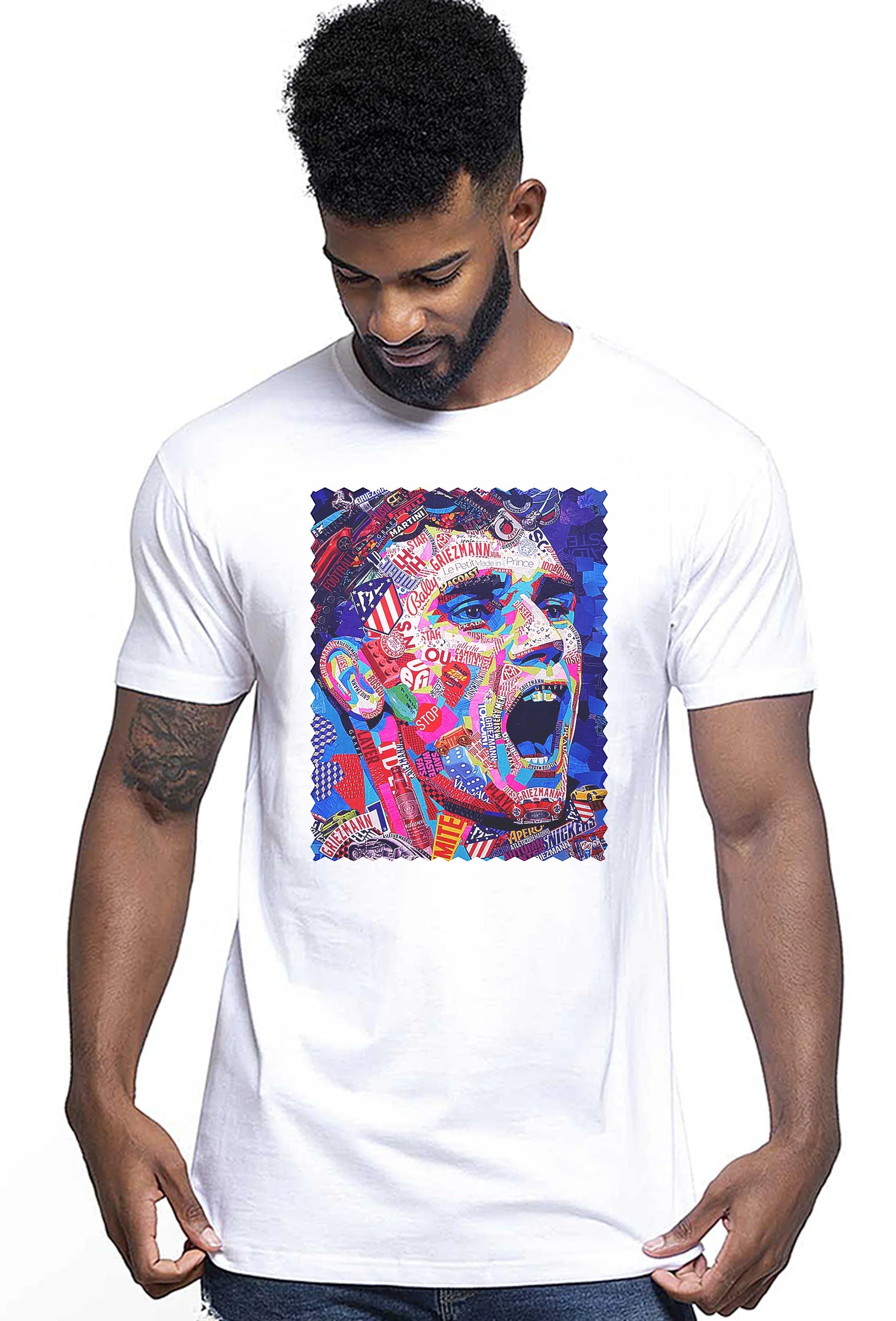 Portrait Griezmann Color Artistico Stilizzato 18-30-25 T-shirt Urban Men Uomo 100% Cotone Pettinato JK - STREET STYLE