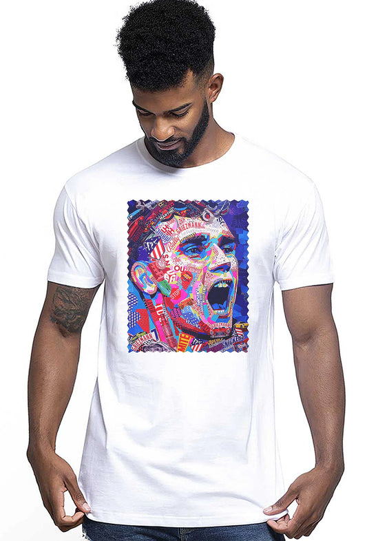 Portrait Griezmann Color Artistico Stilizzato 18-30-25 T-shirt Urban Men Uomo 100% Cotone Pettinato JK - STREET STYLE
