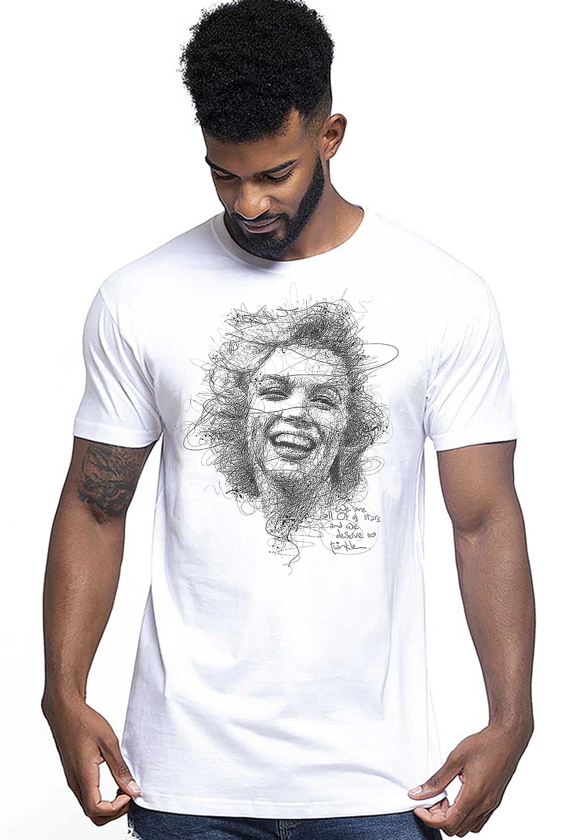 Marilyn Monroe Stilizzato The Legend Attrice Cinema 18-66-2 T-shirt Urban Men Uomo 100% Cotone Pettinato JK - STREET STYLE