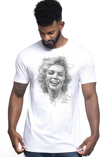 Marilyn Monroe Stilizzato The Legend Attrice Cinema 18-66-2 T-shirt Urban Men Uomo 100% Cotone Pettinato JK - STREET STYLE