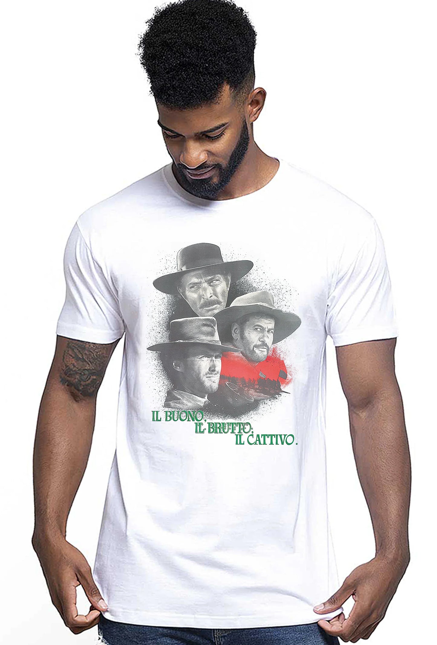 The Legend Il Bello il Brutto e il Cattivo Poster Soggetto Cinema Attori 18-80-2 T-shirt Urban Men Uomo 100% Cotone Pettinato JK - STREET STYLE