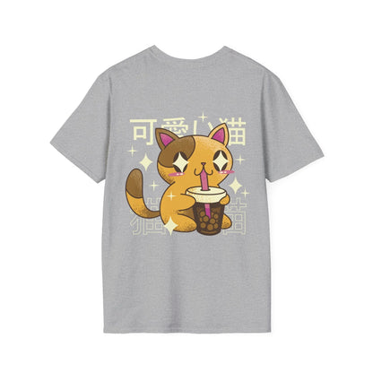 Cat Bubble Tea - Kawaii Character - Unisex T-Shirt - Back Print - STREET STYLE