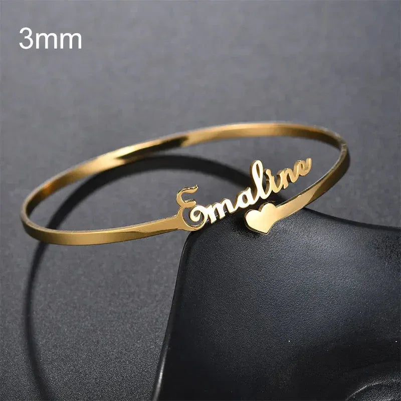 Customized Name Bracelet Personalized Custom Bangles Stainless Steel Jewelry - STREET STYLE