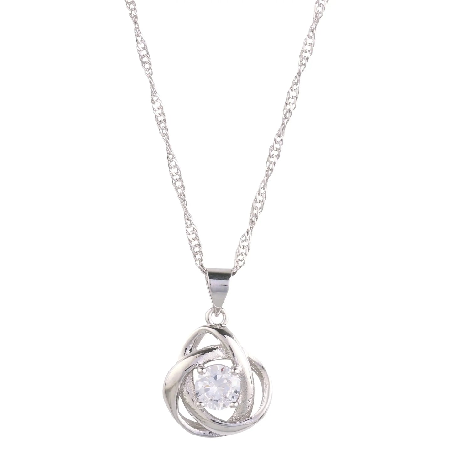 Round Knot Pendant Necklace with Cubic Zirconia - STREET STYLE