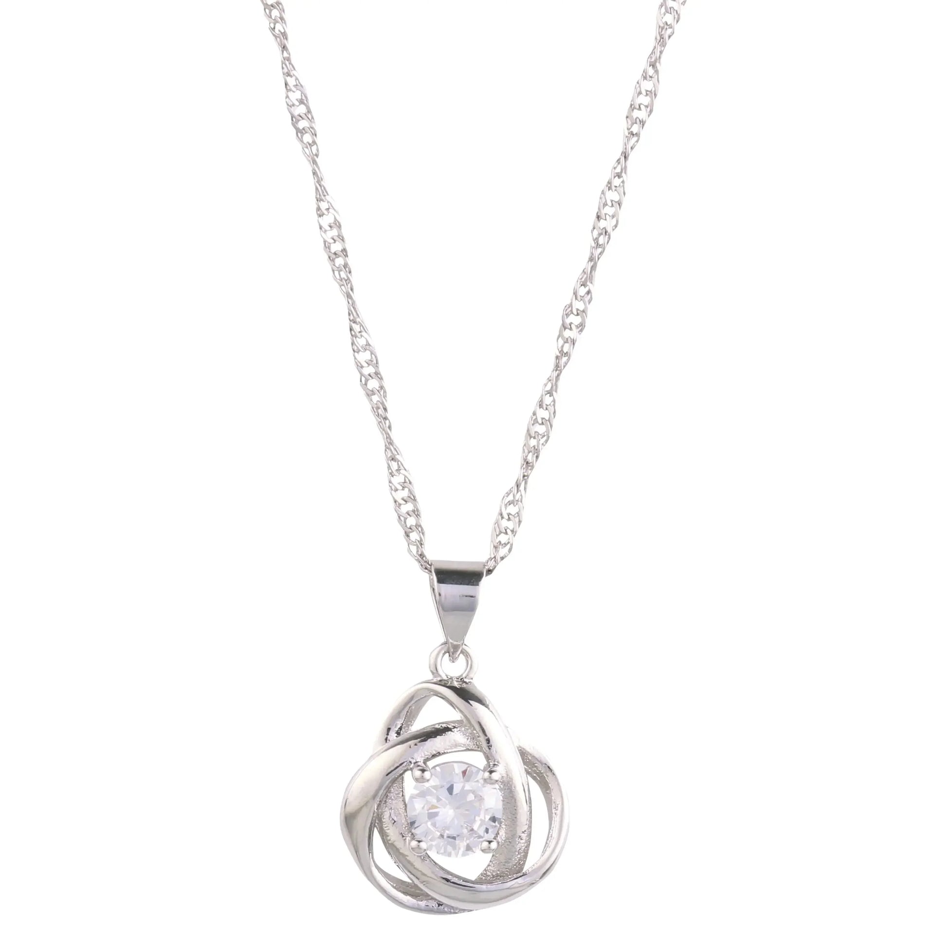 Round Knot Pendant Necklace with Cubic Zirconia - STREET STYLE