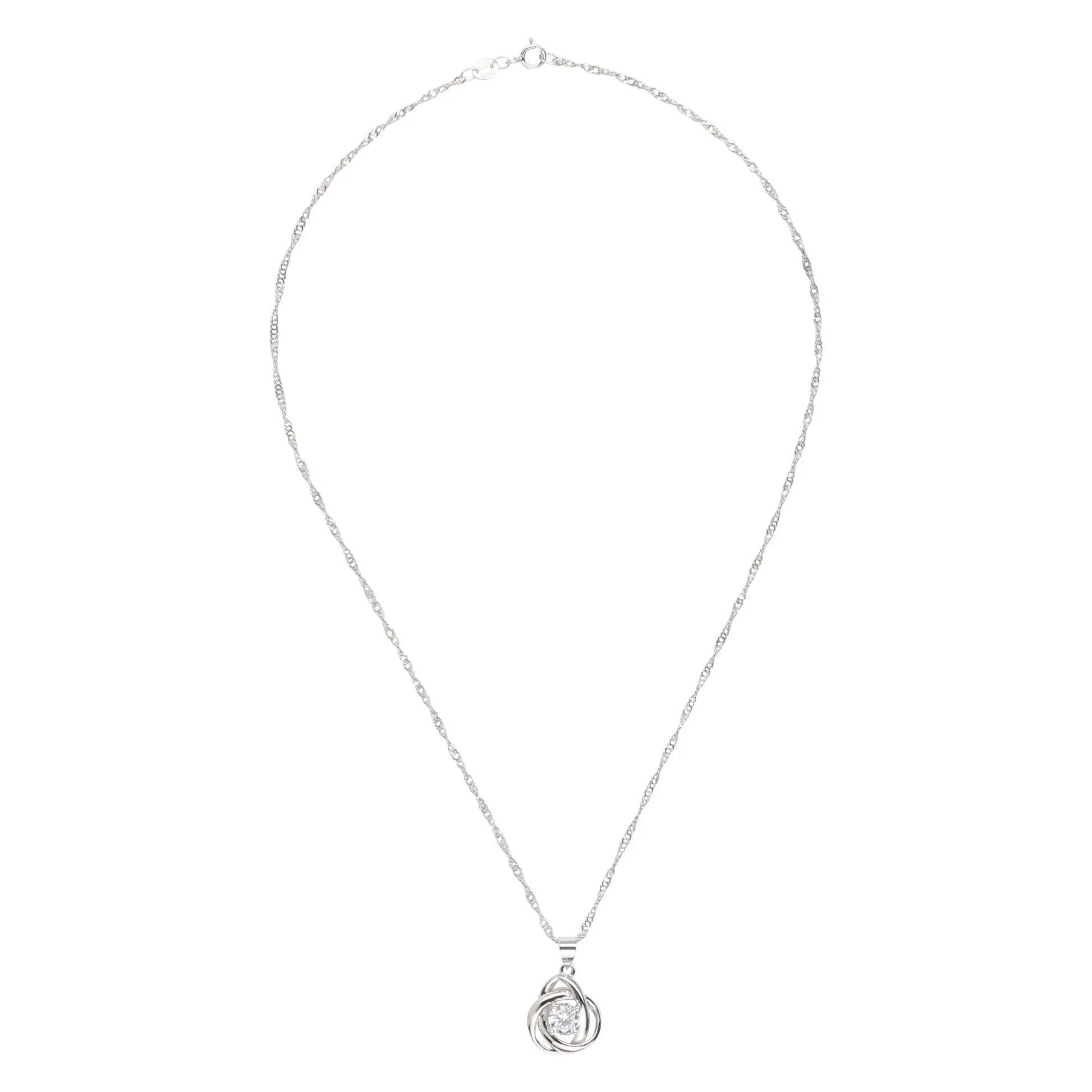 Round Knot Pendant Necklace with Cubic Zirconia - STREET STYLE