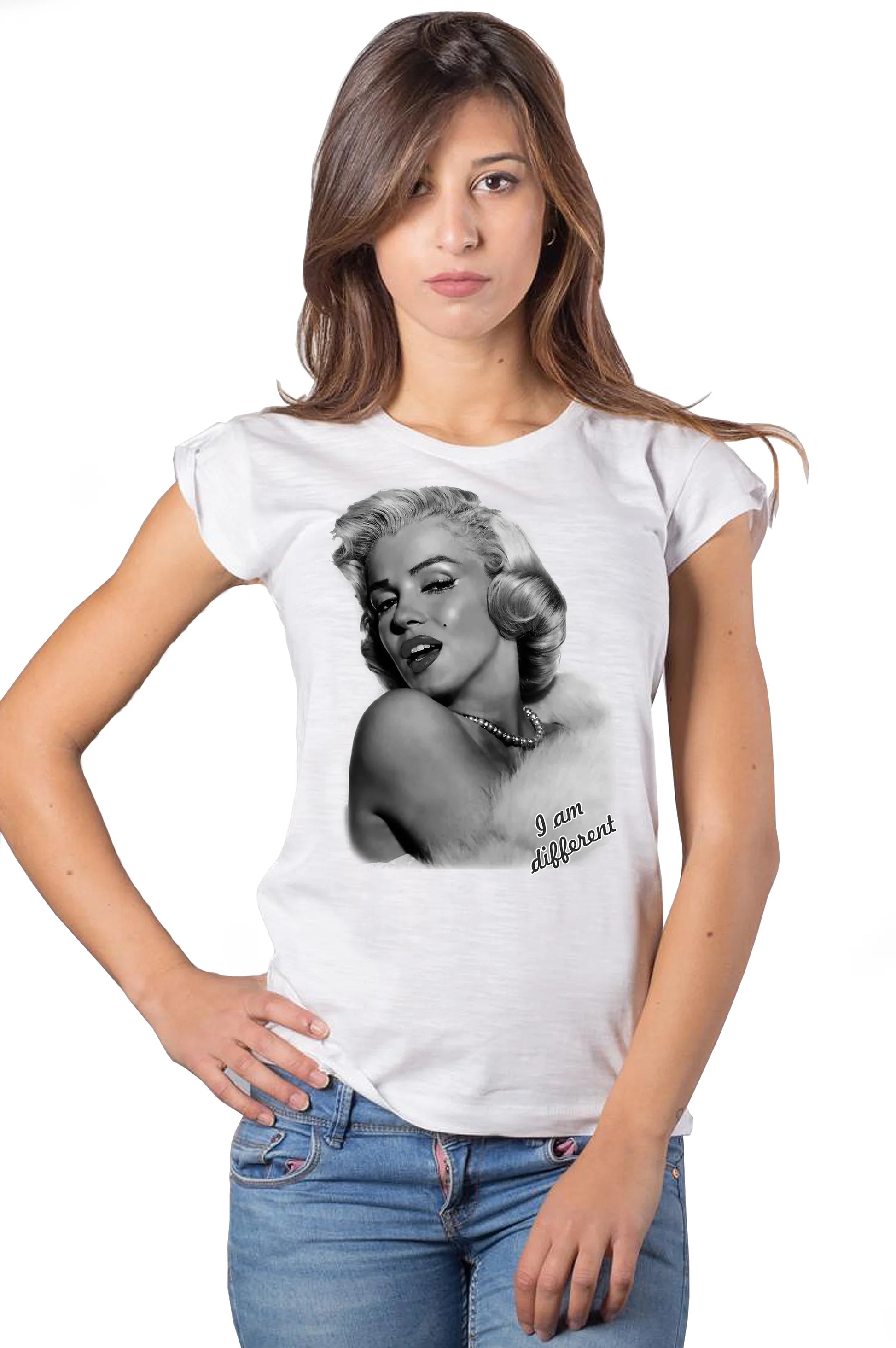 Marilyn Monroe Cantante Attrice The Legend 17-2 Lady Donna 100% Cotone Pettinato JK - STREET STYLE