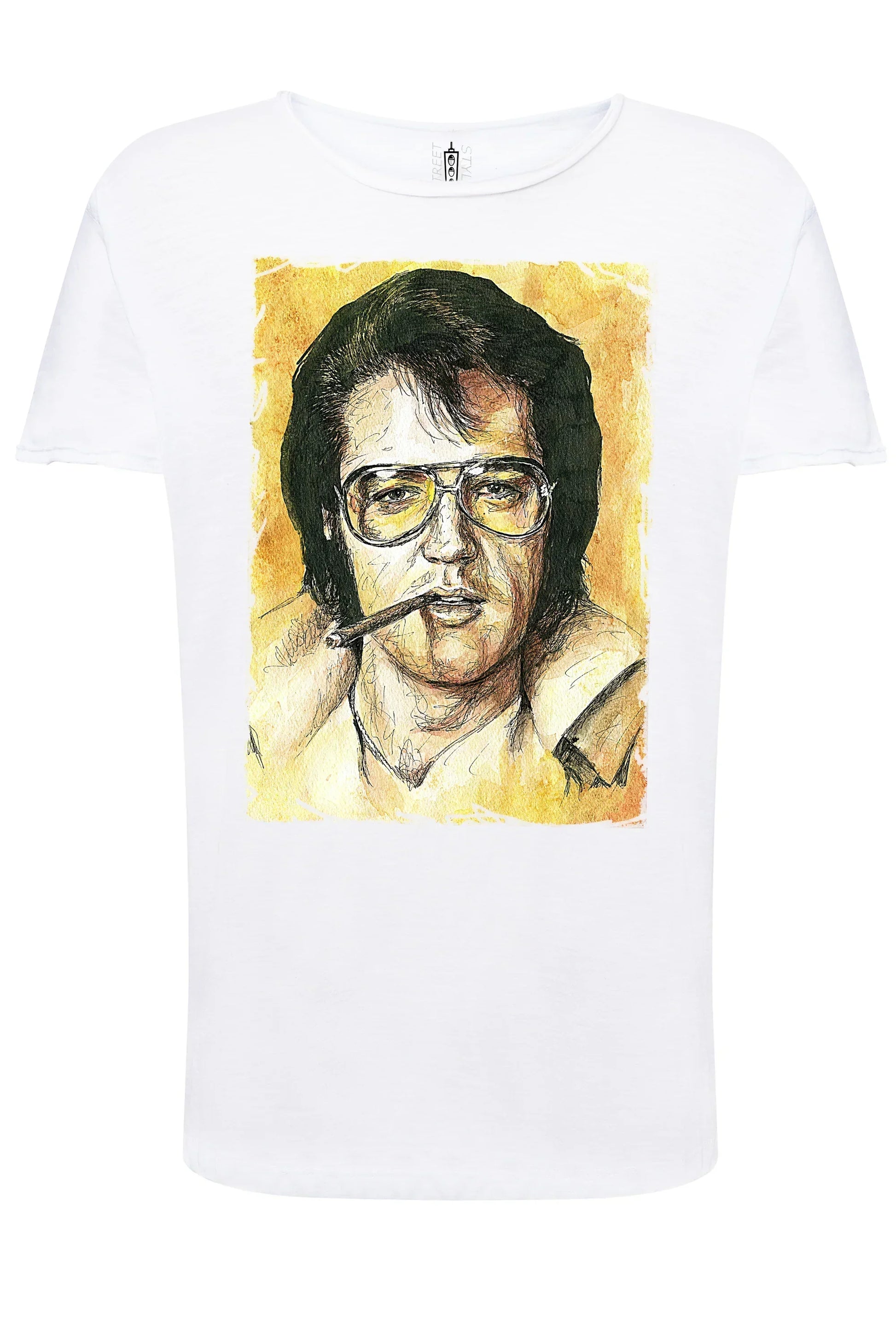 Elvis Scratc Cantante The Legend Stilizzato 18-100 T-shirt Urban Slub Men Uomo 100% Cotone Fiammato JK - STREET STYLE