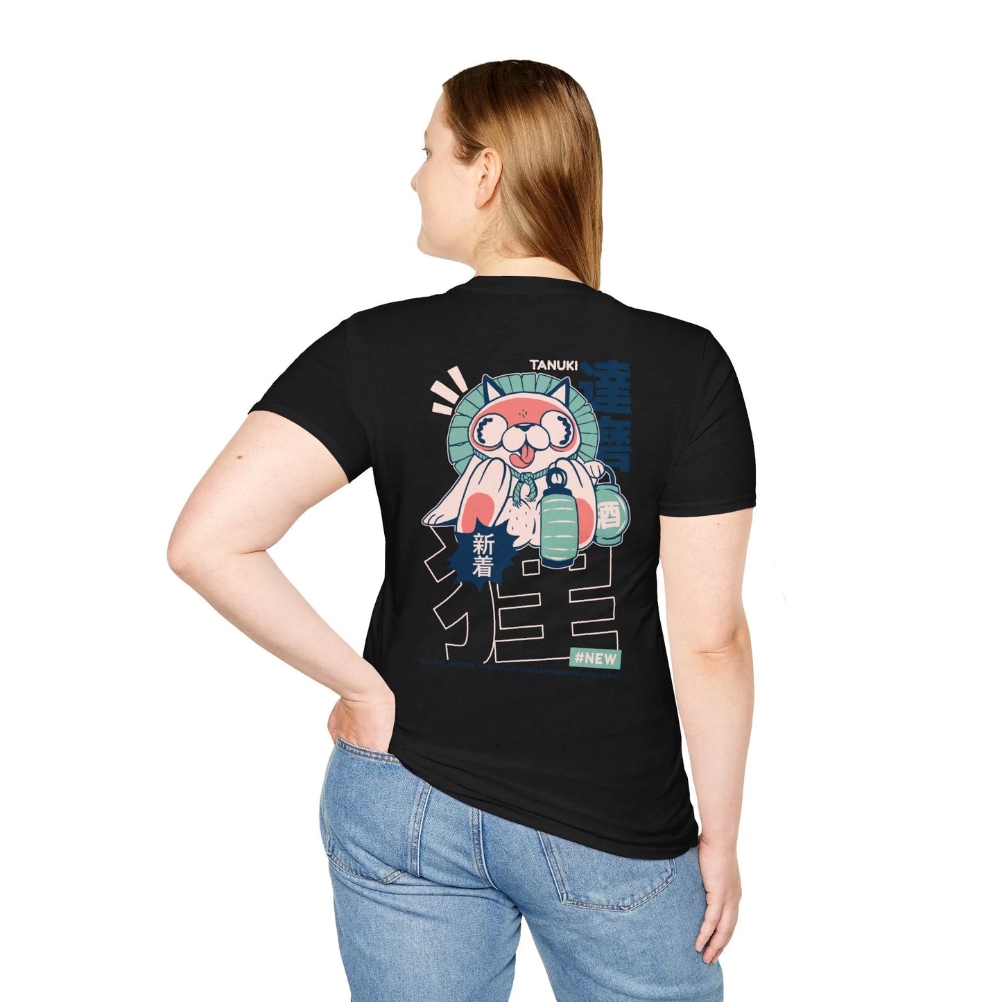 Tanuki - Japanese Yokai - Unisex T-Shirt - Back Print - STREET STYLE