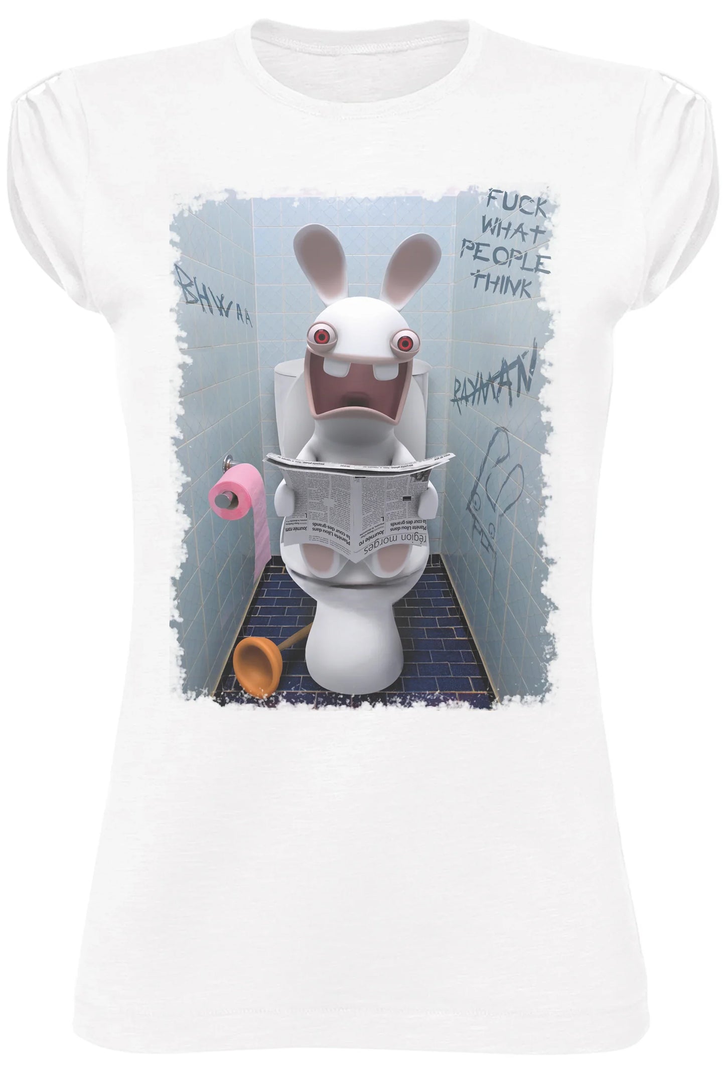 Rayman Raving Rabbids Scerzoso Cartoon 2044 Moda Urban Slub Lady Donna 100% Cotone Fiammato BS - STREET STYLE