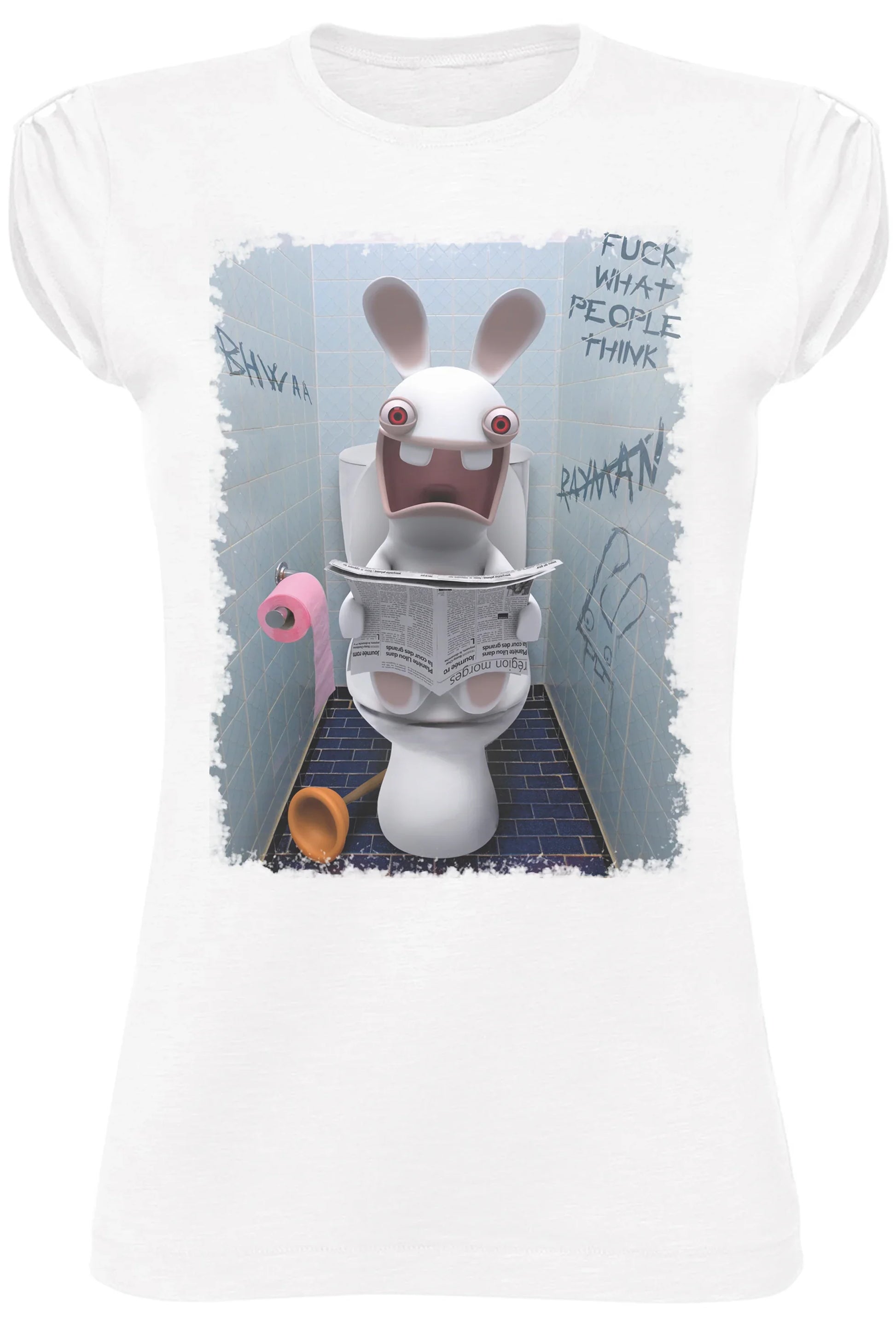Rayman Raving Rabbids Scerzoso Cartoon 2044 Moda Urban Slub Lady Donna 100% Cotone Fiammato BS - STREET STYLE