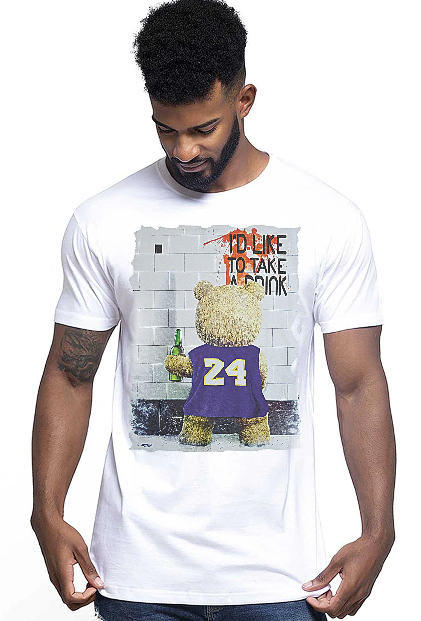 TeddyBear I'd Like to Take 2 Film Cartoon Fumetti 2064-1 T-shirt Urban Men Uomo 100% Cotone Pettinato JK - STREET STYLE
