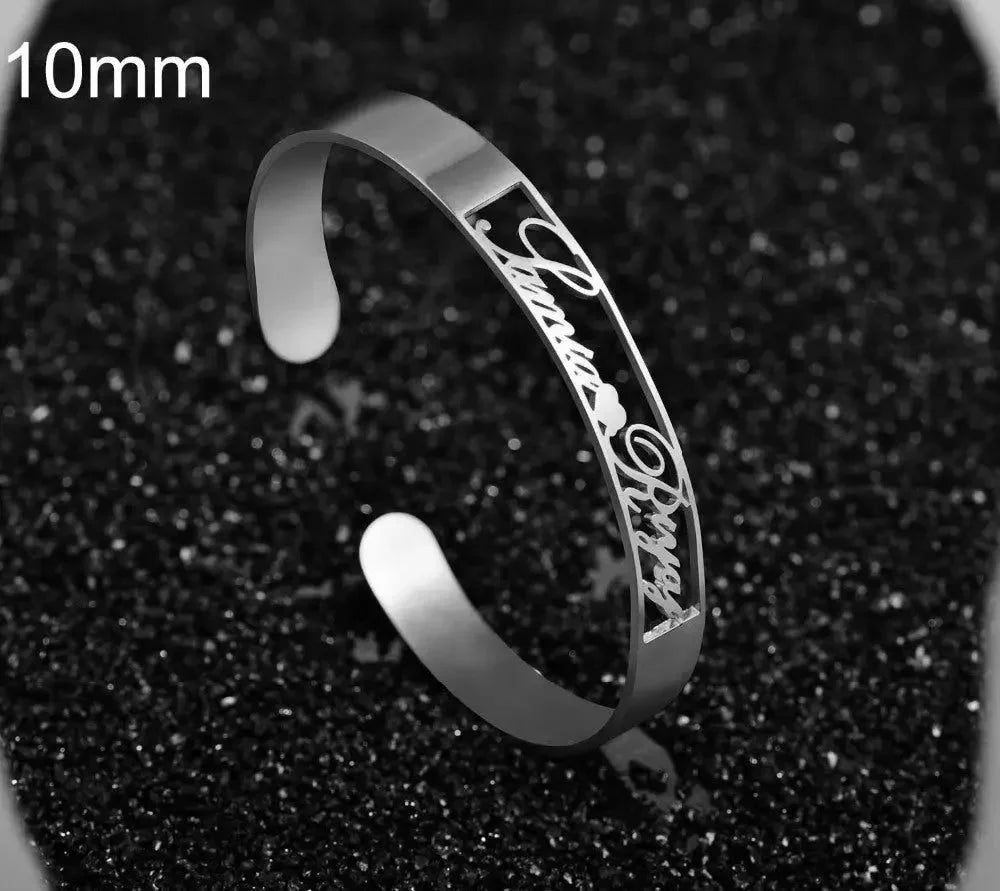 Customized Name Bracelet Personalized Custom Bangles Stainless Steel Jewelry - STREET STYLE