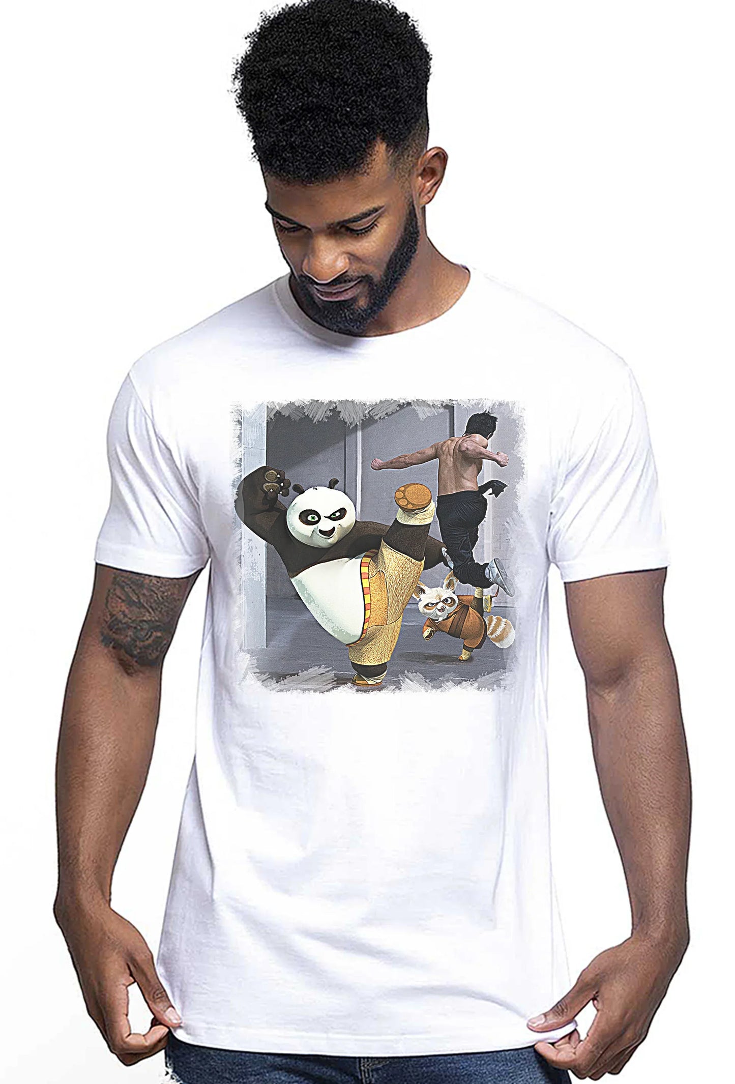 kung Fu Pand Film Cartoon Fumetti 2099 T-shirt Urban Men Uomo 100% Cotone Pettinato JK - STREET STYLE