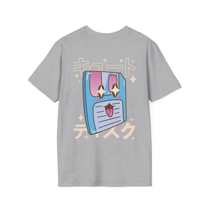 Floppy Disc - Kawaii Character - Unisex T-Shirt - Back Print - STREET STYLE