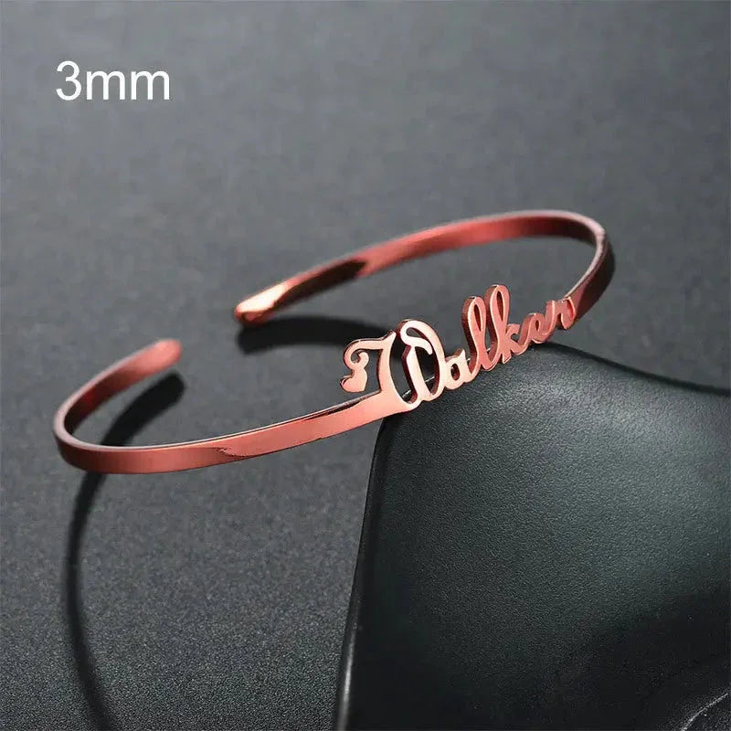 Customized Name Bracelet Personalized Custom Bangles Stainless Steel Jewelry - STREET STYLE