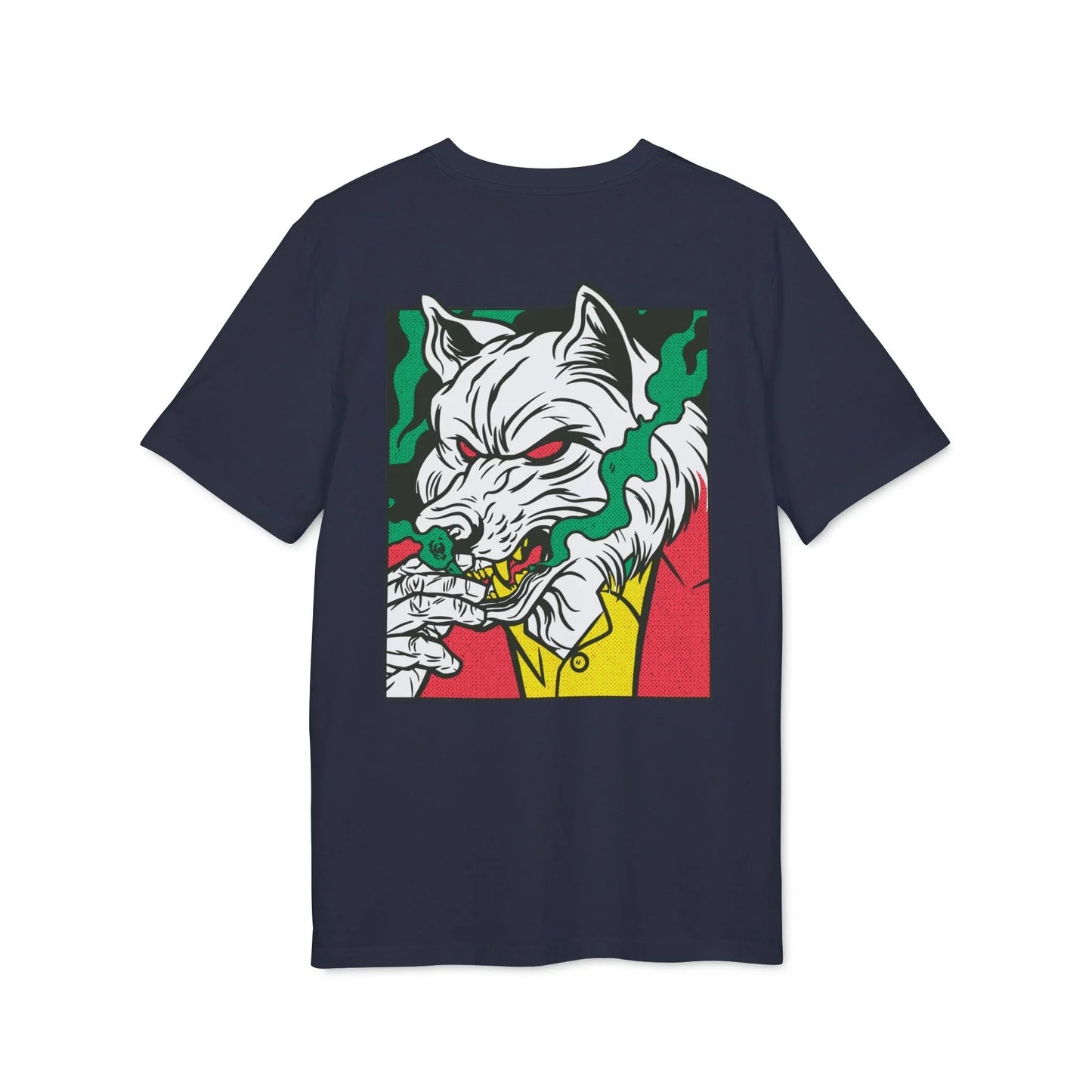 Smoking Wolf - Comic Mafia - Premium Bio Unisex T-Shirt - Back Print - STREET STYLE