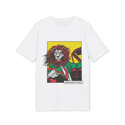Boss Lion in Car - Comic Mafia - Premium Bio Unisex T-Shirt - Front Print - STREET STYLE