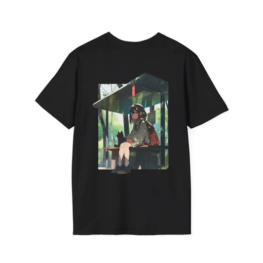 Bus Stop Girl - Anime World - Unisex T-Shirt - Back Print - STREET STYLE