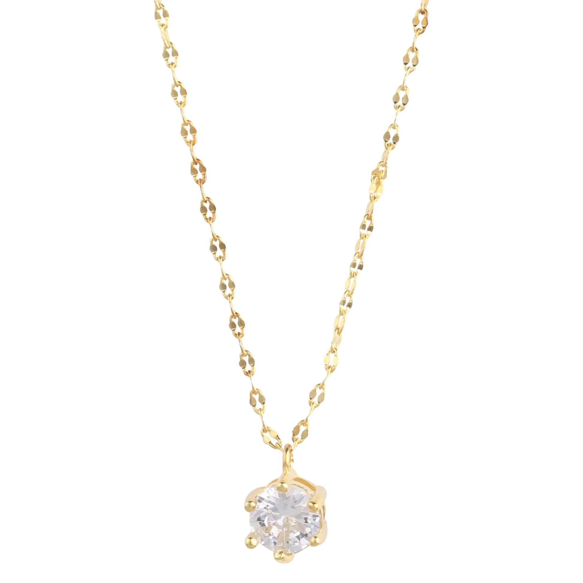 14K Gold Plated Solitaire Necklace - STREET STYLE