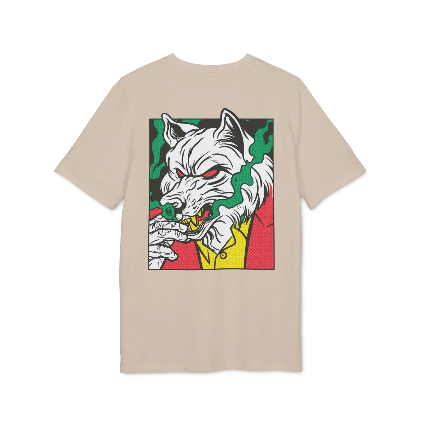 Smoking Wolf - Comic Mafia - Premium Bio Unisex T-Shirt - Back Print - STREET STYLE