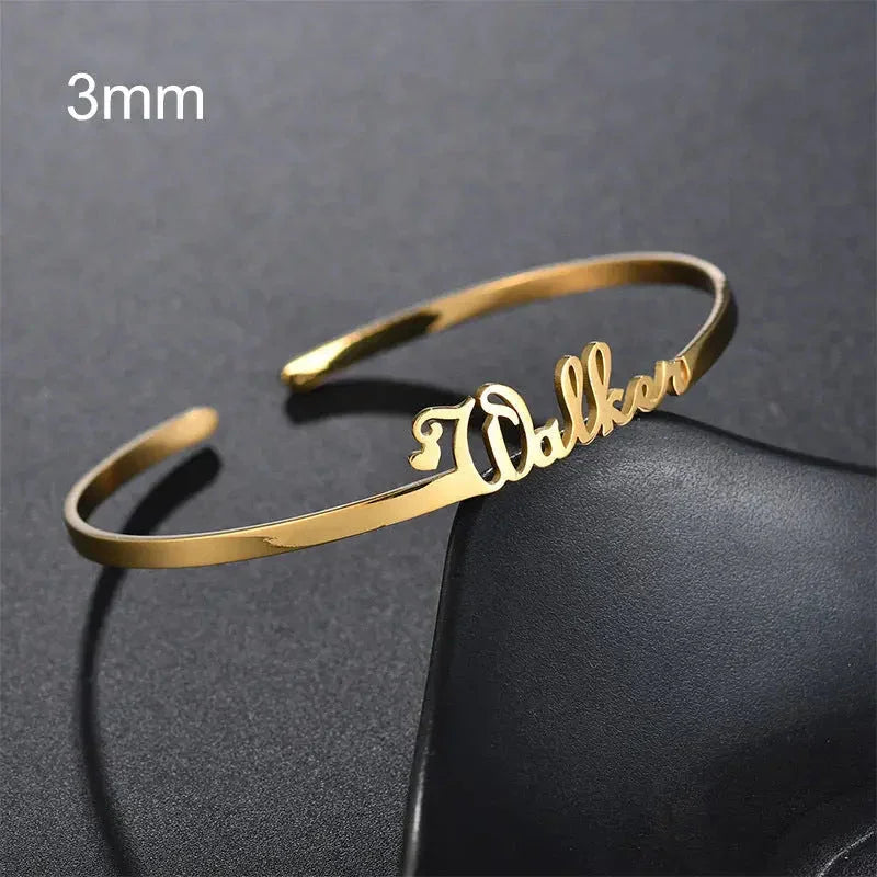 Customized Name Bracelet Personalized Custom Bangles Stainless Steel Jewelry - STREET STYLE