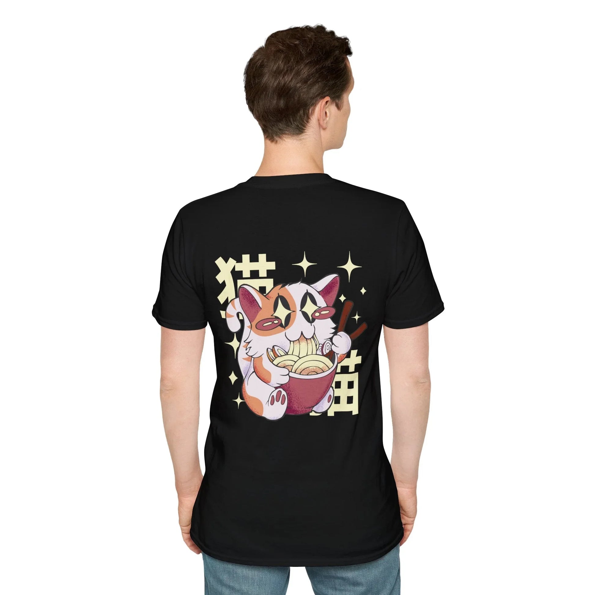 Cat Ramen - Kawaii Character - Unisex T-Shirt - Back Print - STREET STYLE