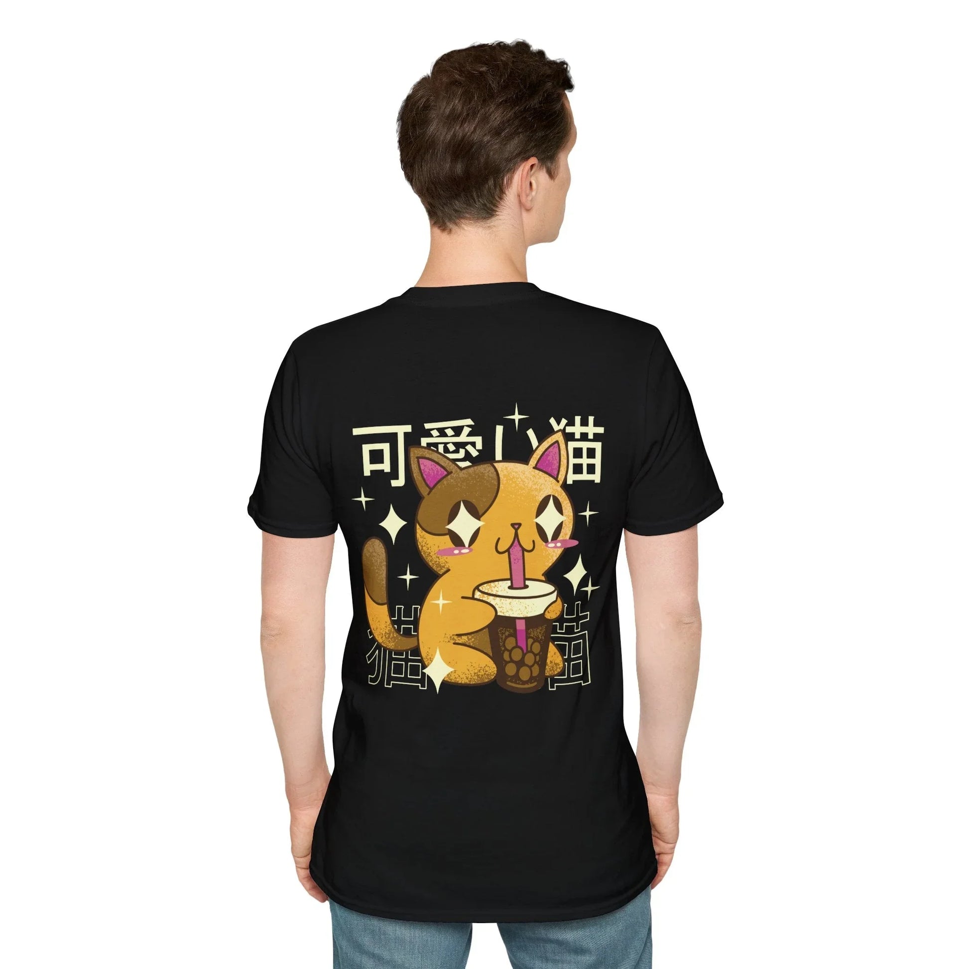 Cat Bubble Tea - Kawaii Character - Unisex T-Shirt - Back Print - STREET STYLE