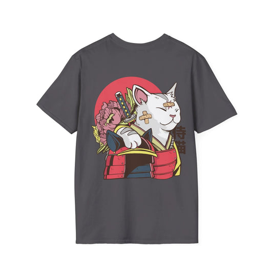 Samurai Cat - Anime World - Unisex T-Shirt - Back Print - STREET STYLE