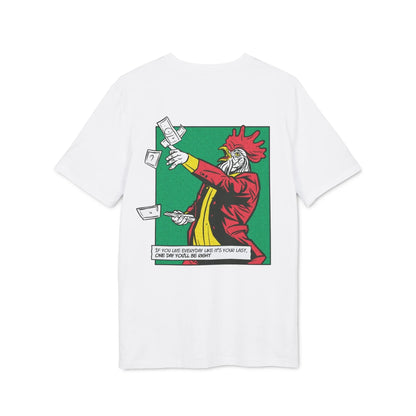 Rooster with Money - Comic Mafia - Premium Bio Unisex T-Shirt - Back Print - STREET STYLE