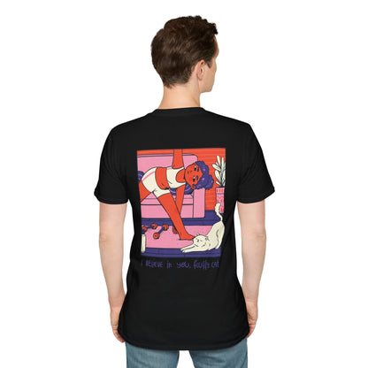 I believe in you, fluffy Cat - Cozy at Home - Unisex T-Shirt - Back Print - STREET STYLE