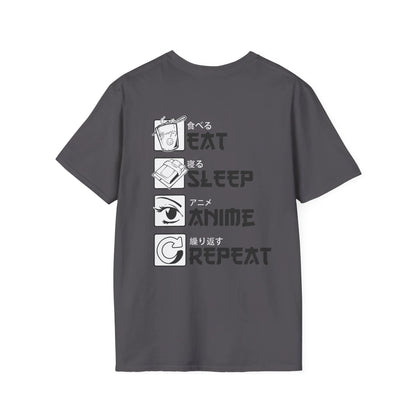 Eat Sleep Anime Repeat - Anime World - Unisex T-Shirt - Back Print - STREET STYLE