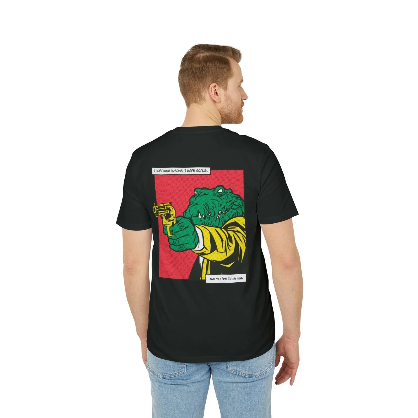 Alligator with Gun - Comic Mafia - Premium Bio Unisex T-Shirt - Back Print - STREET STYLE