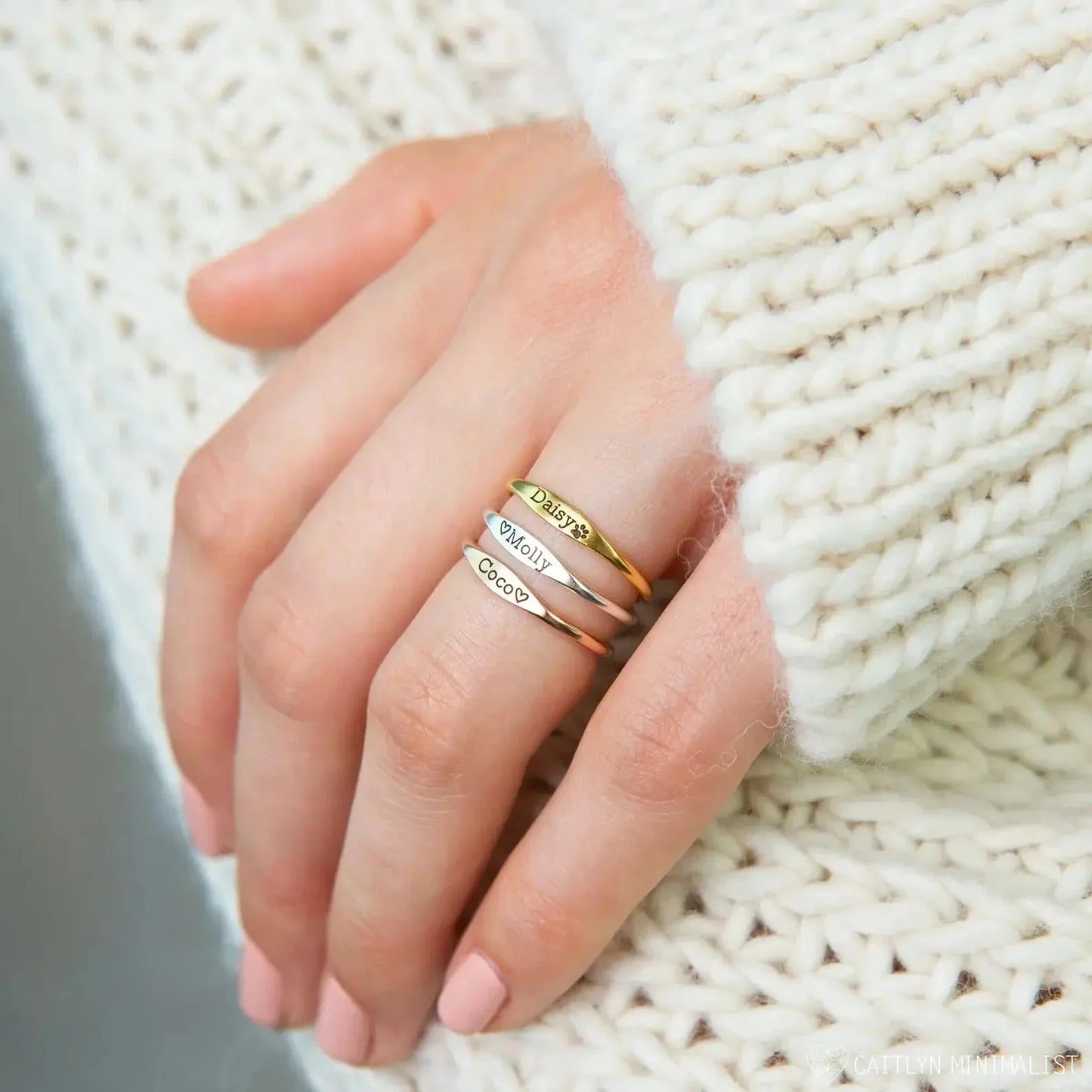 Tiny Name Ring - Minimalist Ring - delicate ring - STREET STYLE