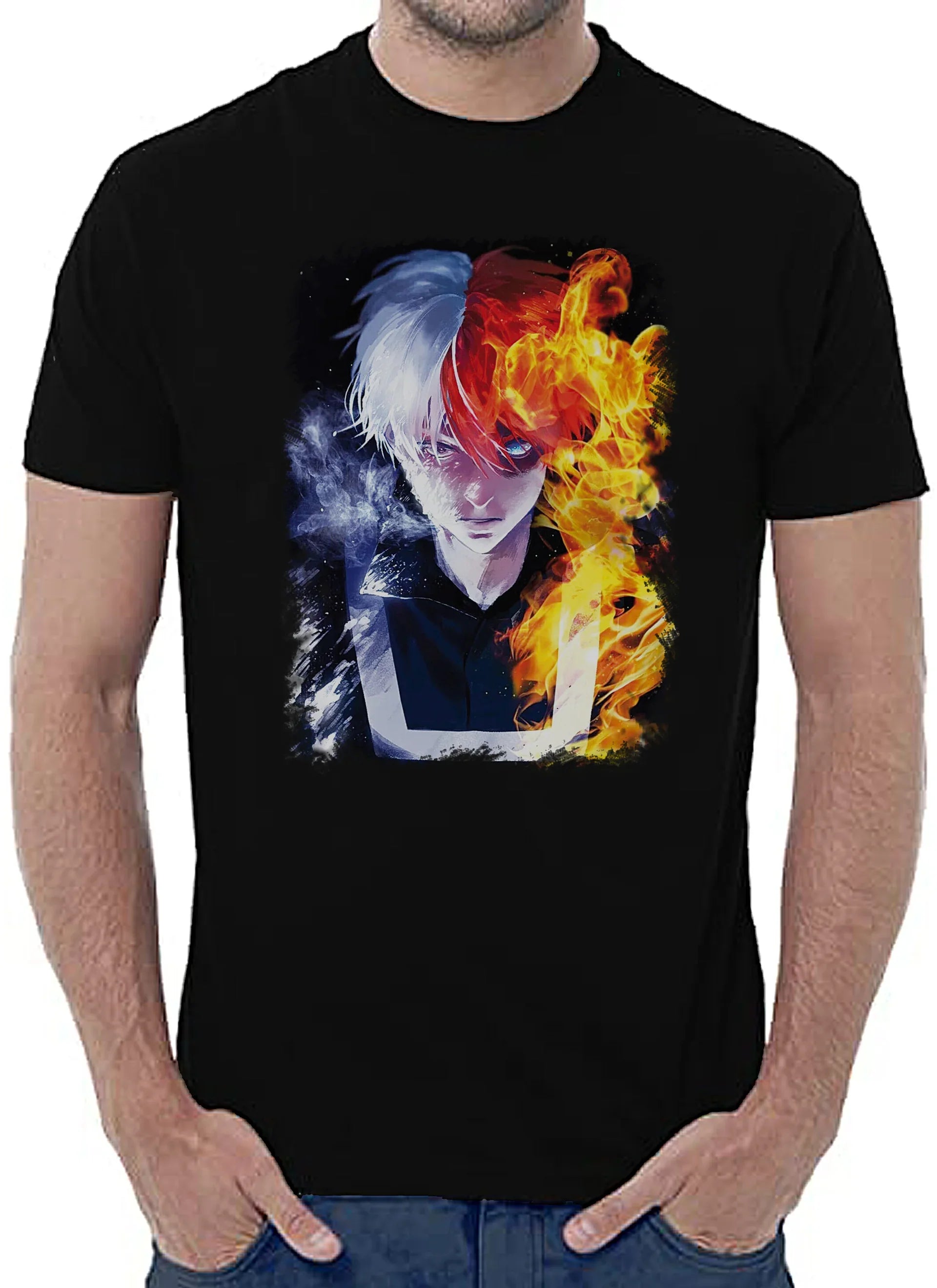 Todoroki Boku no Hero Academia Manga Anime Fumetti 6005-4 T-shirt Urban Men Uomo 100% Cotone Pettinato JK - STREET STYLE