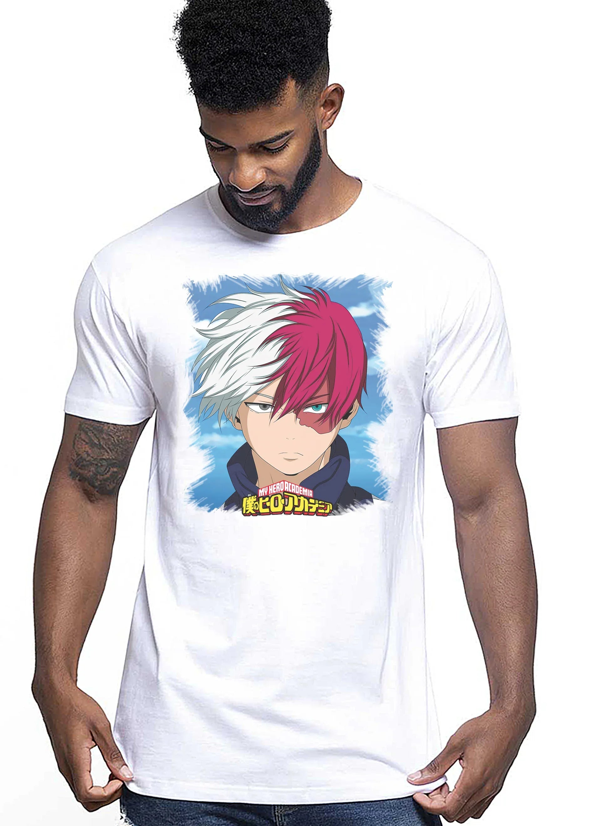 Todoroki Boku no Hero Academia Manga Anime Fumetti 6005-6 T-shirt Urban Men Uomo 100% Cotone Pettinato JK - STREET STYLE