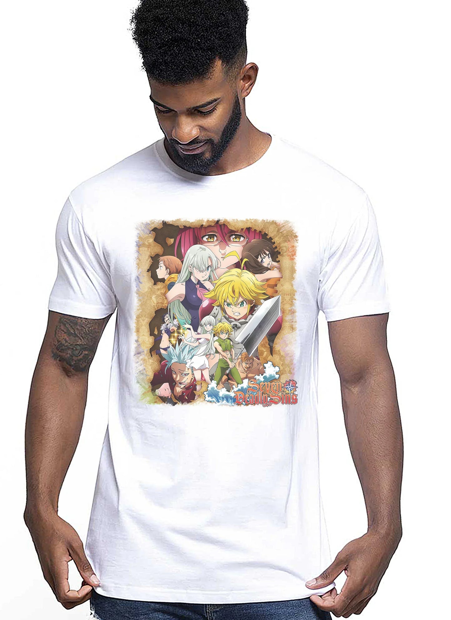 The Seven Deadly Sins Manga Anime Fumetti 6006 T-shirt Urban Men Uomo 100% Cotone Pettinato JK - STREET STYLE