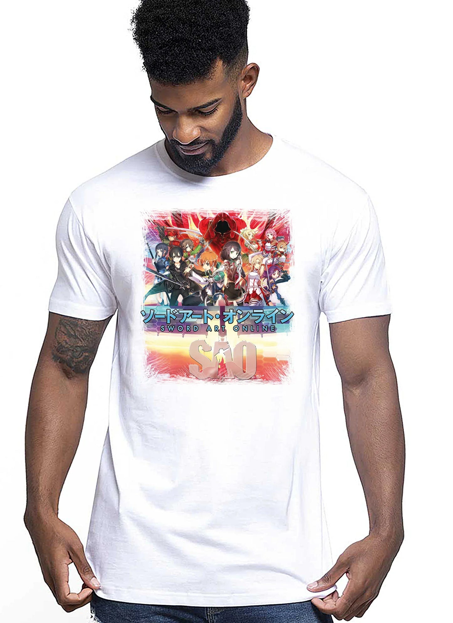 Sword art Online Manga Anime Fumetti 6008-2 T-shirt Urban Men Uomo 100% Cotone Pettinato JK - STREET STYLE