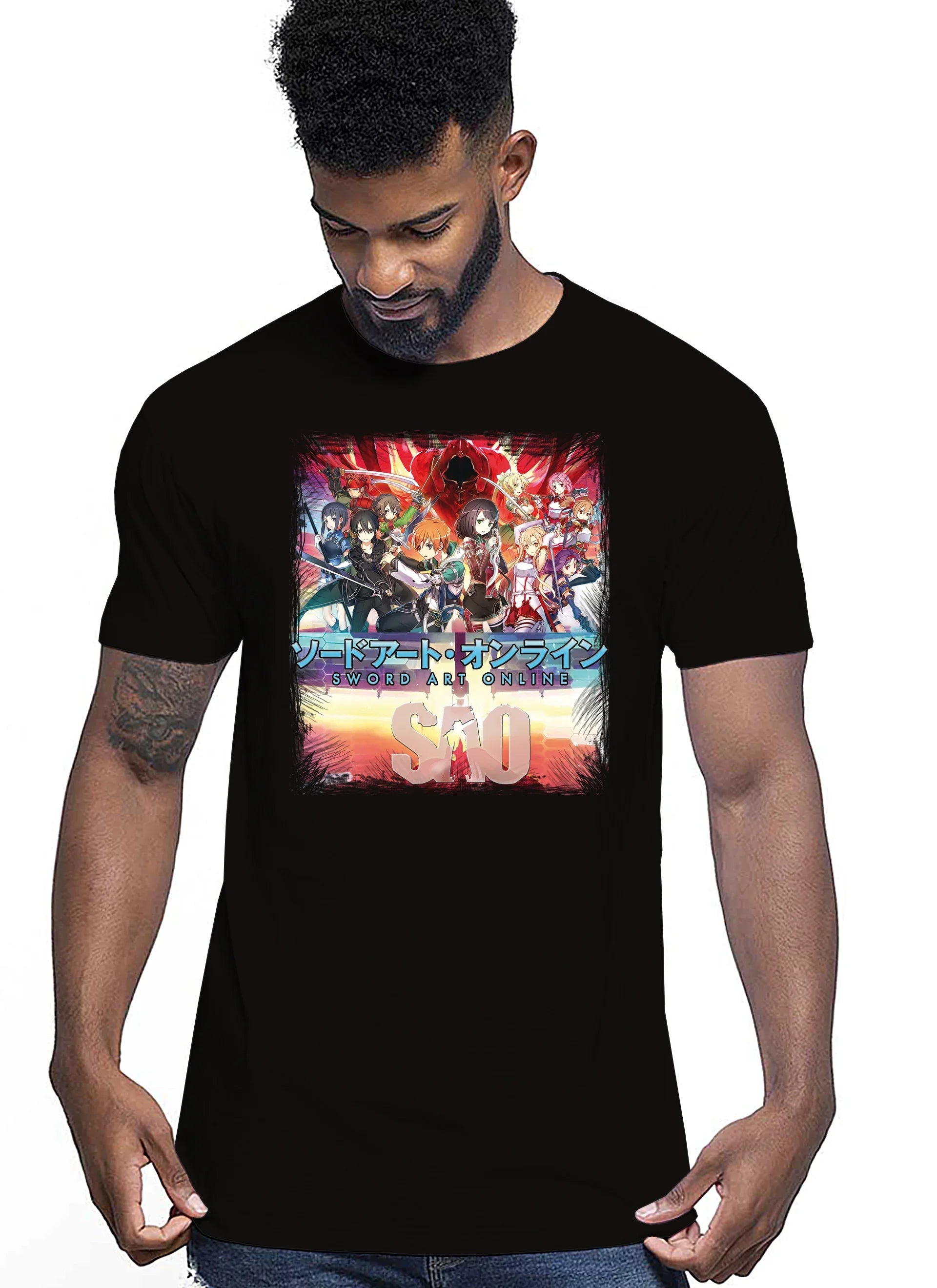 Sword art Online Manga Anime Fumetti 6008-2 T-shirt Urban Men Uomo 100% Cotone Pettinato JK - STREET STYLE