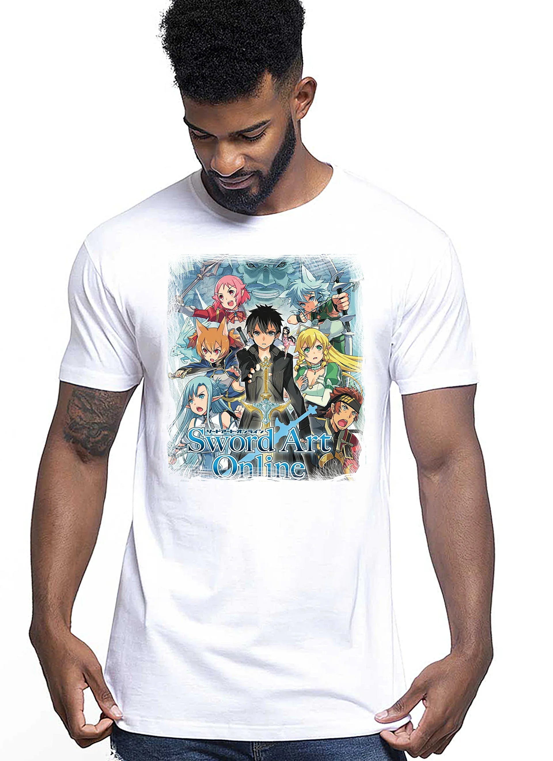 Sword art Online Manga Anime Fumetti 6008 T-shirt Urban Men Uomo 100% Cotone Pettinato JK - STREET STYLE
