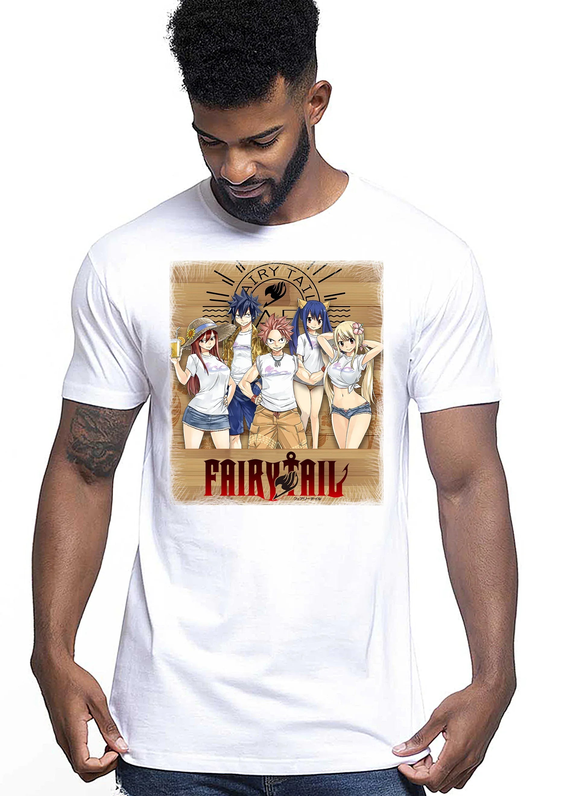 Fairy Tail Manga Anime Fumetti 6012 T-shirt Urban Men Uomo 100% Cotone Pettinato JK - STREET STYLE